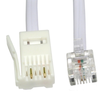 Picture of BT telephone modem two wire cable