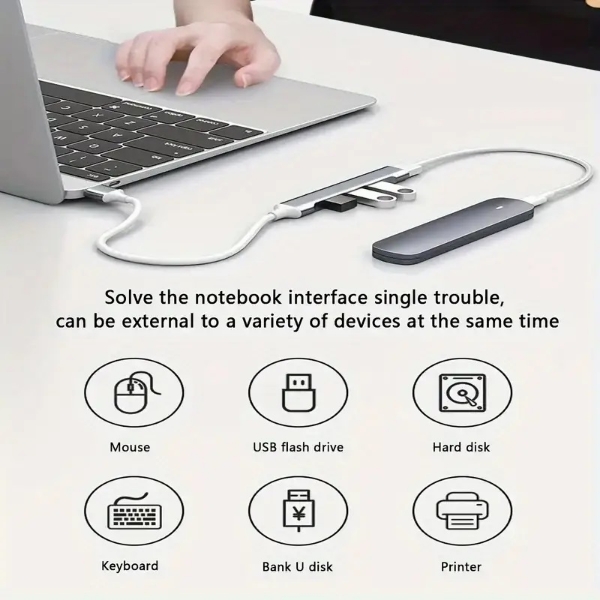 Picture of USB C Hub 4-Port Adapter for MacBook Pro/Air, iMac, iPad, PC
