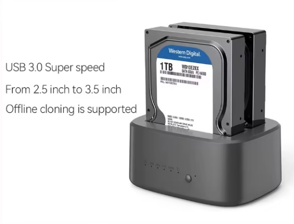 Picture of Dual Bay HDD Docking Station with Offline Clone SATA to USB 3.0 HDD Clone Dockin
