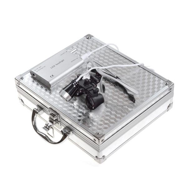 Picture of Dental Surgical Binocular Loupes 2.5x +5W LED Headlight + Aluminium Case