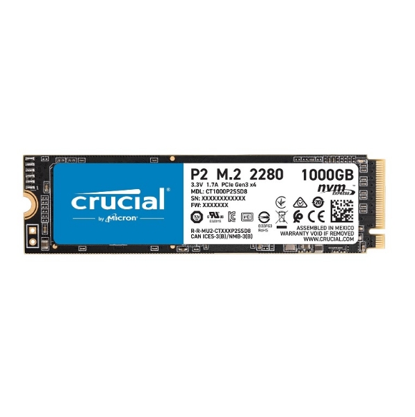 Picture of Crucial P2 1TB M.2 NVMe PCIe SSD/Solid State Drive