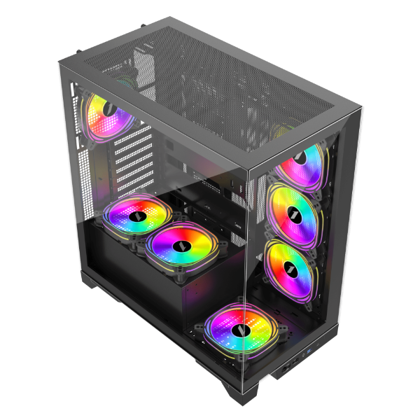 Picture of 1st Player MIKU Mi8 Black Mid Tower Case with 7 x ARGB Fans