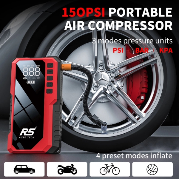 Picture of 8000mAh Jump Starter and Power Bank – 800A Peak, 4-in-1 with Air Compressor, Battery Booster RED
