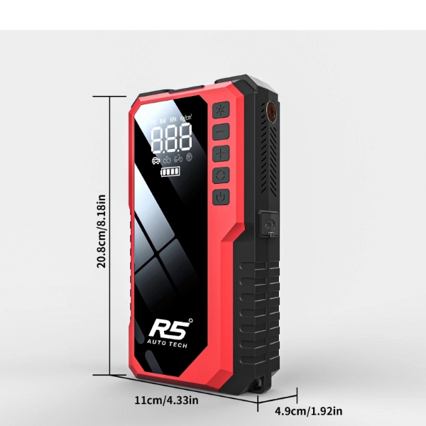 Picture of 8000mAh Jump Starter and Power Bank – 800A Peak, 4-in-1 with Air Compressor, Battery Booster RED