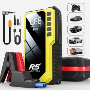 Picture of 8000mAh Jump Starter and Power Bank – 800A Peak, 4-in-1 with Air Compressor, Battery Booster. Yellow