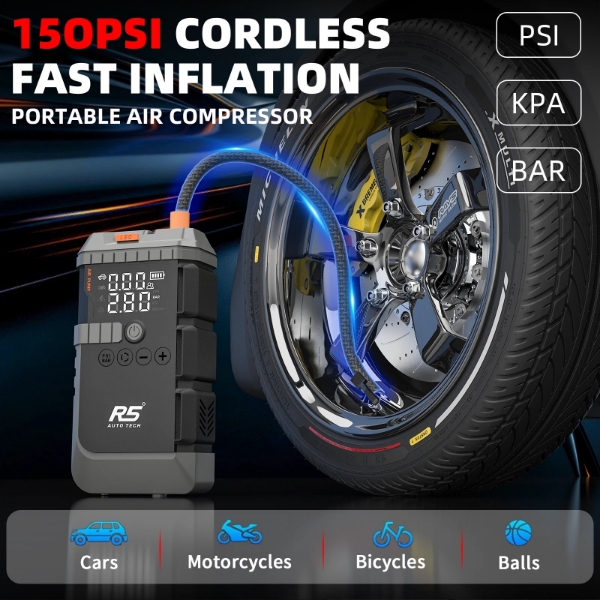 Picture of Jump Starter 8000mAh 800A Peak 4-in-1 Portable Power Bank with Air Compressor & LED Flashlight Grey