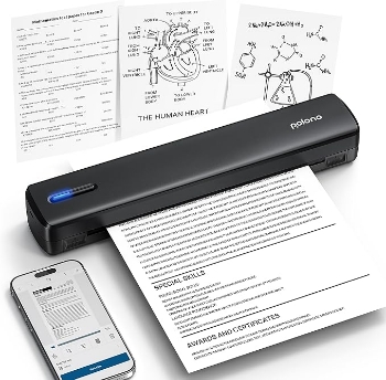 Picture of POLONO Portable Printer Wireless for Travel, D810 Bluetooth Thermal Printer A4