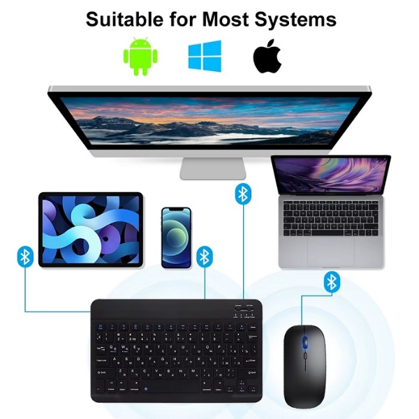 Picture of Ultra-Slim Bluetooth Mini Keyboard for iPad iPhone Tablet Phone Smartphone iOS Android Win