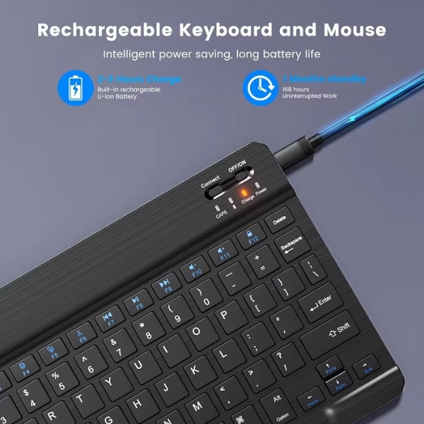 Picture of Ultra-Slim Bluetooth Mini Keyboard for iPad iPhone Tablet Phone Smartphone iOS Android Win