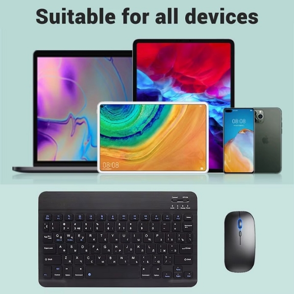 Picture of Ultra-Slim Bluetooth Mini Keyboard for iPad iPhone Tablet Phone Smartphone iOS Android Win